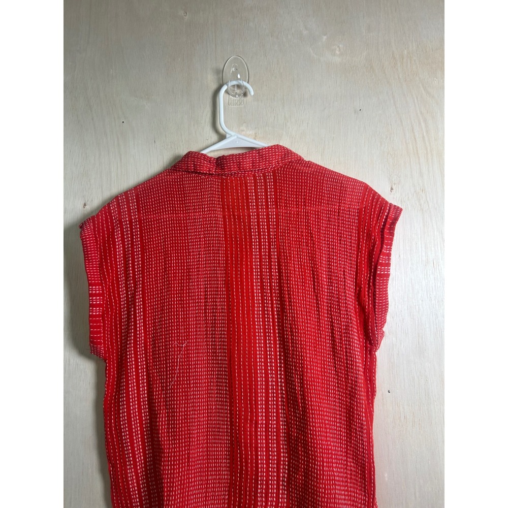 Harper Heritage Tie Front Shirt Womens Small Red Excellent Dash Stripe Boho Top - Picture 10 of 11